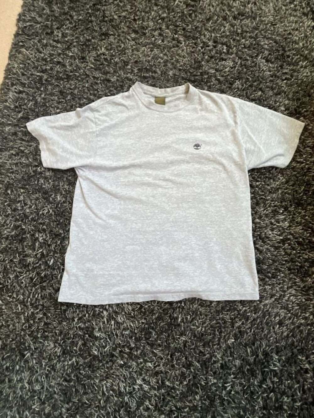 Vintage Timberland Classic Grey Logo Embroidered Crewneck T-Shirt Made in USA